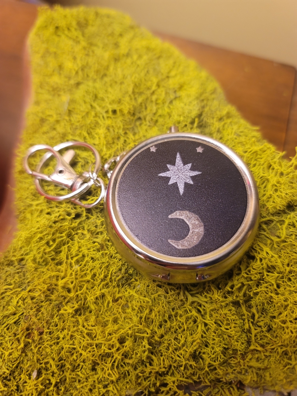 Celestial Moon & Star Keychain Pocket Ashtray - Black